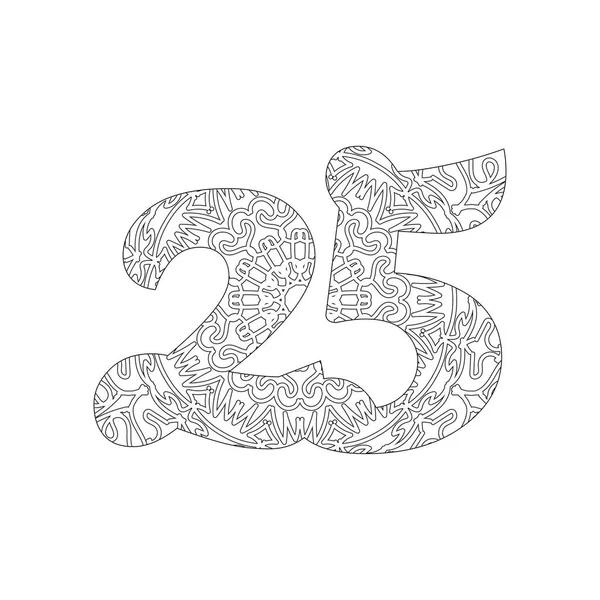 Numéro Avec Mandala Ornement Décoratif Style Oriental Ethnique Page Livre — Image vectorielle