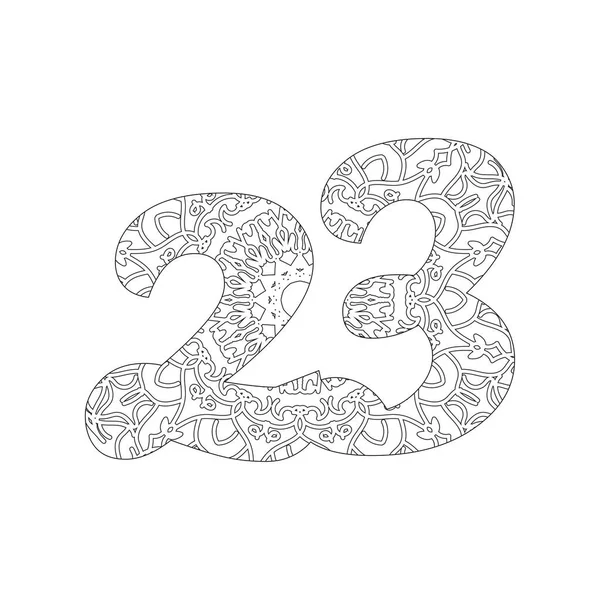 Número Con Mandala Ornamento Decorativo Estilo Étnico Oriental Página Del — Archivo Imágenes Vectoriales