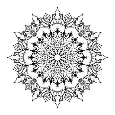 Boyama kitabı için Mandalas. Süslü, yuvarlak süsler. Alışılmadık bir çiçek şekli. Doğulu vektör, stres önleyici terapi kalıpları. Tasarım elementleri. Yoga logoları Vektörü.