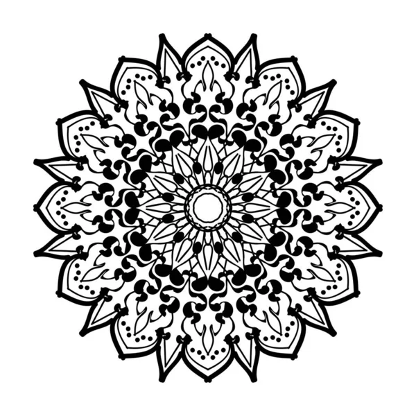 Mandala Dibujado Mano Decoración Adorno Garabato Oriental Étnico — Vector de stock