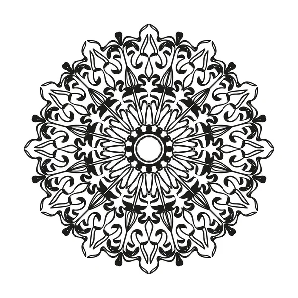 Mandala Dibujado Mano Decoración Adorno Garabato Oriental Étnico — Vector de stock