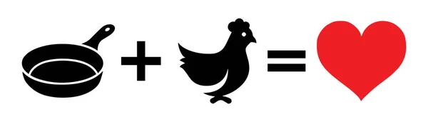 Tava, tavuk eşittir aşk. Tavuk vektör tasarımına bayılırım. Tavuk yemeği.