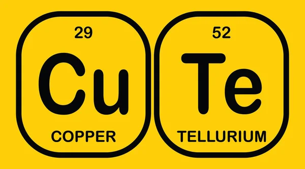 Tatlı Bakır Tellurium Sarı Arkaplandaki Kimyasal Elementlerin Periyodik Tablosu Olan — Stok Vektör