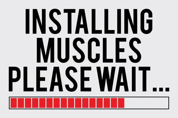 Installing Muscles Please Wait Gym Fitness Poster Shirt Design Grunge — Image vectorielle