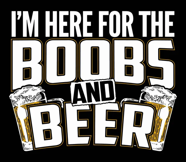 Here Boobs Beer Funny Shirt Design — Wektor stockowy