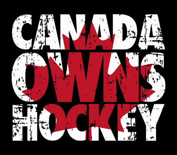 Kanada 'nın hokeyi. Akçaağaç yaprağıyla hokey alıntısı tasarımı.