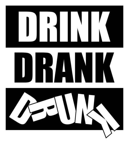 İç, iç, iç. Mektup. Komik içme vektörü çizimi.