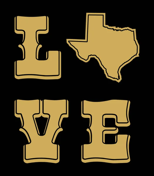 Teksas 'ı seviyorum, eyalet vektörü, Teksas haritası. Poster, tişört baskısı, afiş için tasarım ögesi.