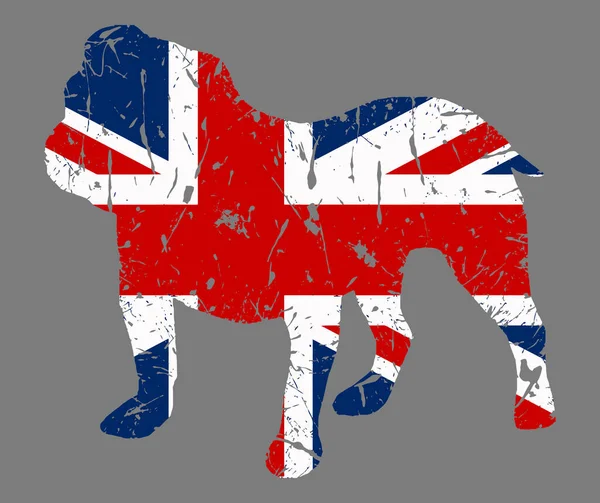 British Flag Bulldog Grungy Effect — Stock Vector