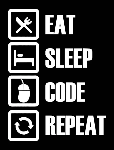 Eat Sleep Code Repeat Vector Typography Design Icons Programmer Daily — 图库矢量图片