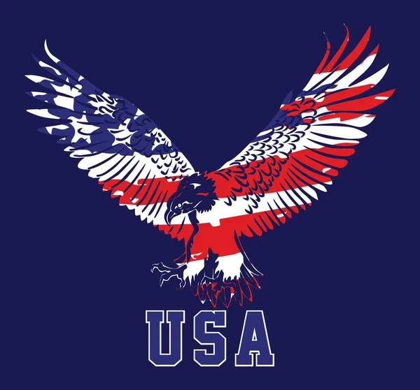 Águila Americana Con Banderas — Vector de stock