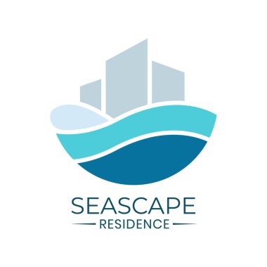 Deniz manzarası ve logo tasarımı. Emlak ve emlak logosu tasarımı