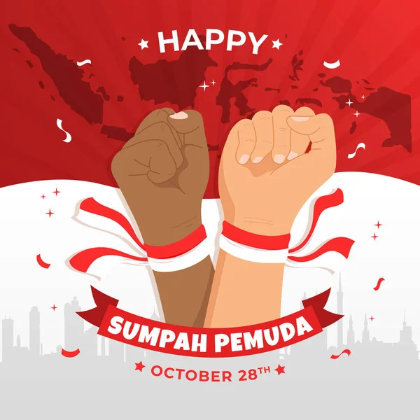 Desain Latar Belakang Hari Pemuda Indonesia Hari Pemuda Indonesia Oktober - Stok Vektor