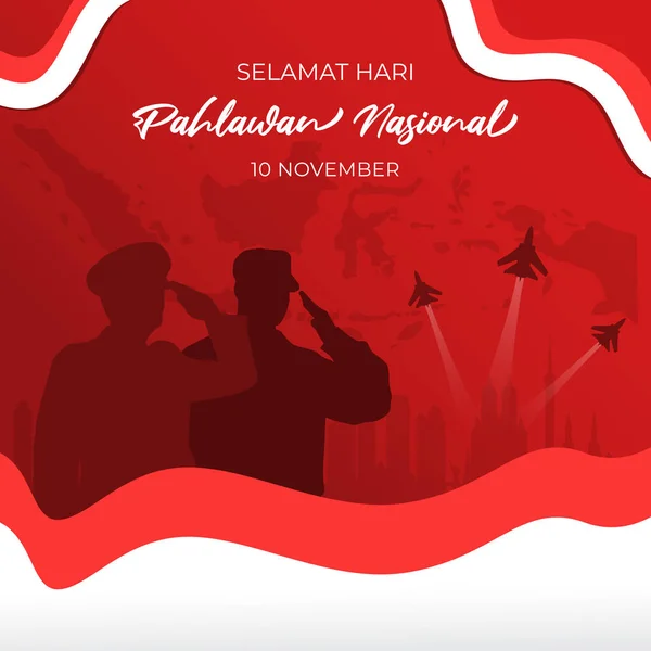 Indonéz Nemzeti Hősök Napja November Banner Design Indonéz Nemzeti Hősök — Stock Vector