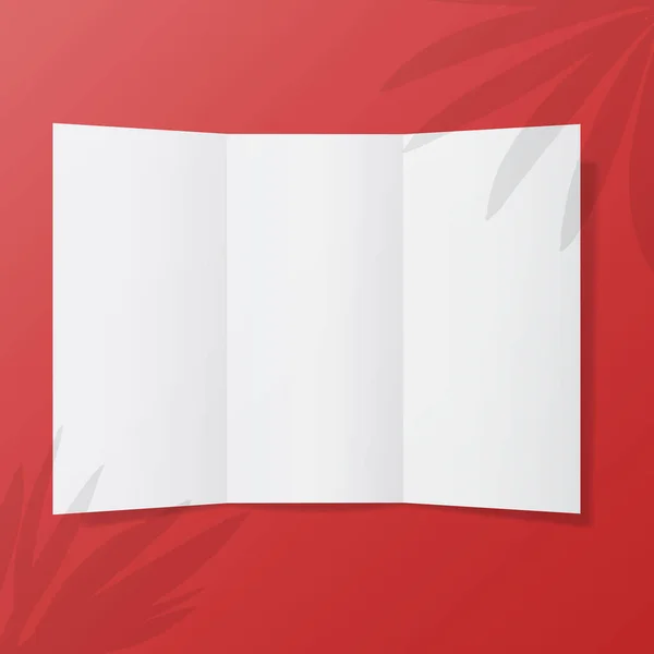 Ανοιγμένο Τριπλό Φυλλάδιο Χαρτί Μακιγιαρίσματος Εικονογράφηση Απομονωμένο Φόντο — Διανυσματικό Αρχείο