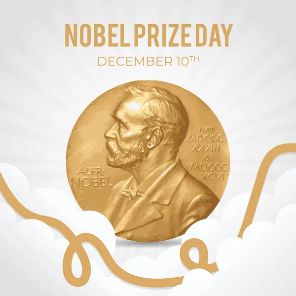 Jour Prix Nobel Décembre Illustration Sur Fond Soleil Blanc — Image vectorielle