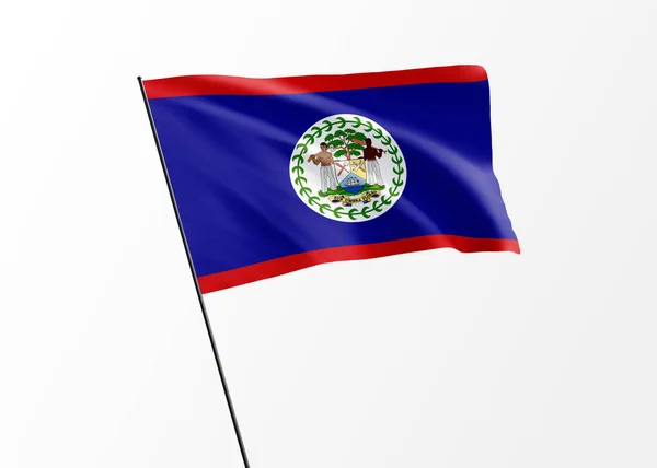 Belize Vlajka Vlaje Vysoko Izolovaném Pozadí Belize Den Nezávislosti Národní — Stock fotografie