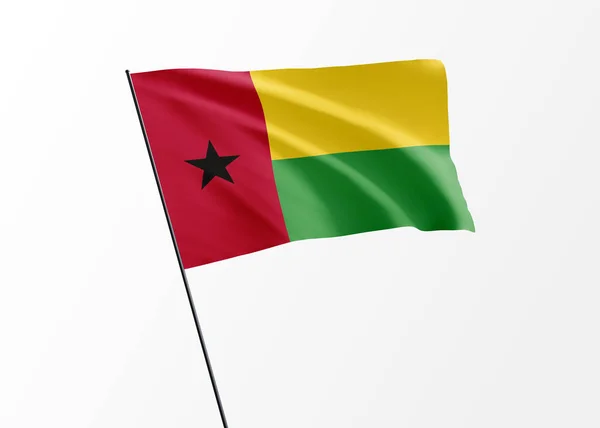 Σημαία Γουινέας Μπισσάου Που Κυματίζει Ψηλά Στο Απομονωμένο Φόντο Παγκόσμια — Φωτογραφία Αρχείου