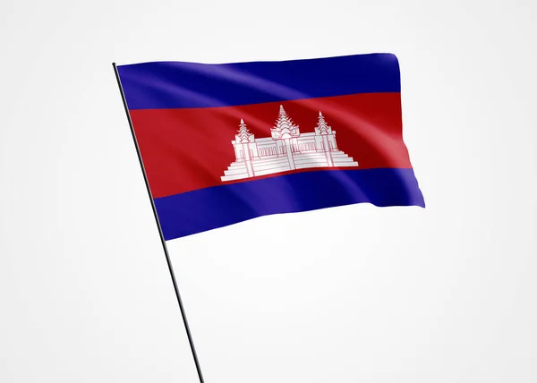 Kambodžská Vlajka Vlaje Vysoko Izolovaném Pozadí Listopadu Den Nezávislosti Kambodže — Stock fotografie