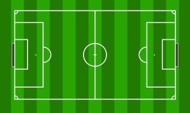 Yeşil çimen stadyumundaki futbol sahası arka plan tasarım vektörü illüstrasyonu