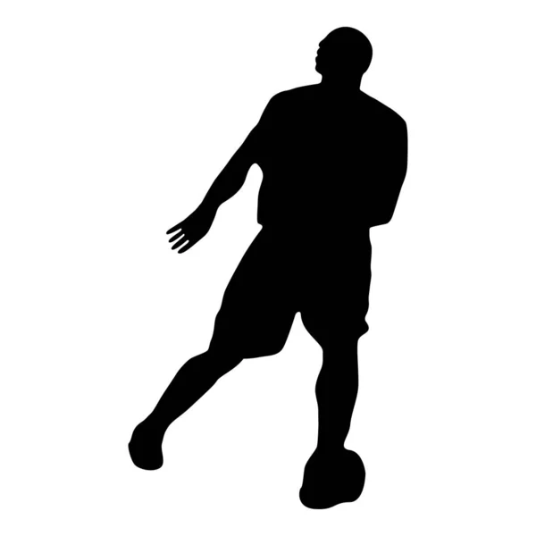 Männer Basketballer Silhouette Perspektivisch Seite Illustration Auf Isoliertem Hintergrund — Stockvektor