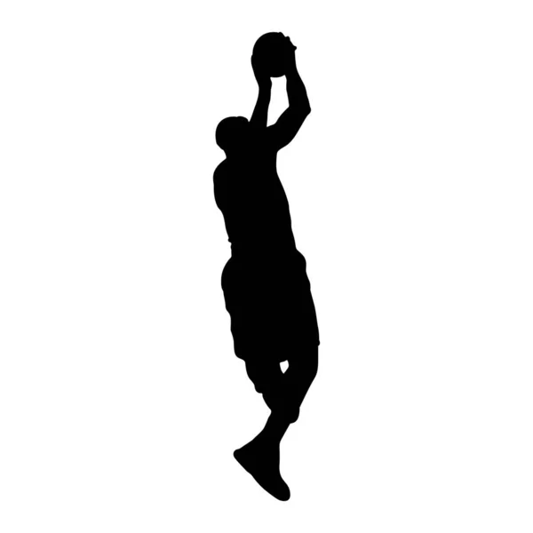 Männer Basketballer Silhouette Slam Dunk Illustration Auf Isoliertem Hintergrund — Stockvektor