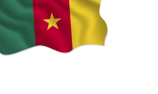 Drapeau Cameroun Agitant Illustration Avec Espace Copie Sur Fond Isolé — Image vectorielle