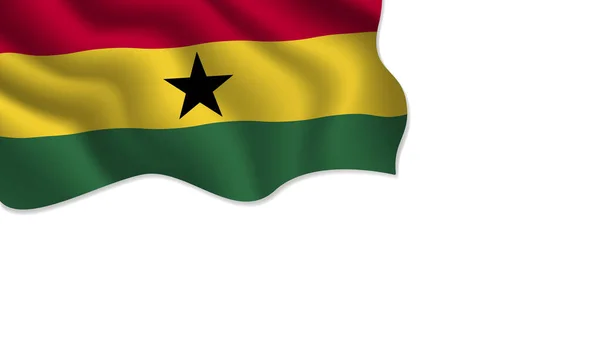 Drapeau Ghana Agitant Illustration Avec Espace Copie Sur Fond Isolé — Image vectorielle