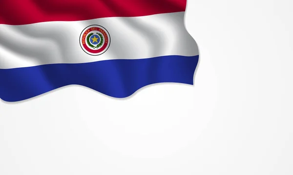 Paraguay Vlag Zwaaien Illustratie Met Kopieerruimte Geïsoleerde Achtergrond — Stockvector