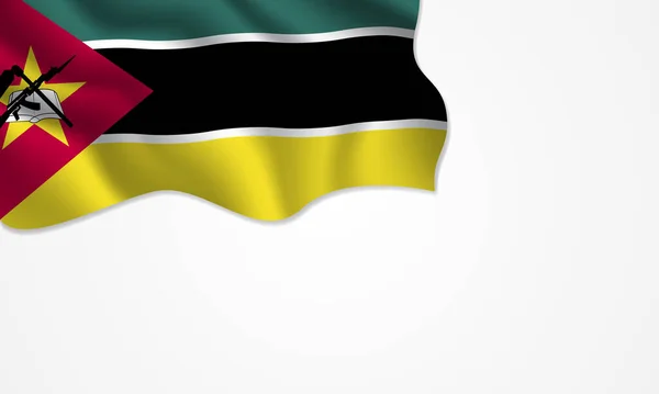 Σημαία Μοζαμβίκης Κυματίζει Εικονογράφηση Αντίγραφο Χώρου Απομονωμένο Φόντο — Διανυσματικό Αρχείο