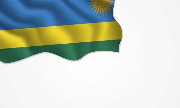 Rwanda Bandiera Sventola Illustrazione Con Spazio Copia Sfondo Isolato — Vettoriale Stock