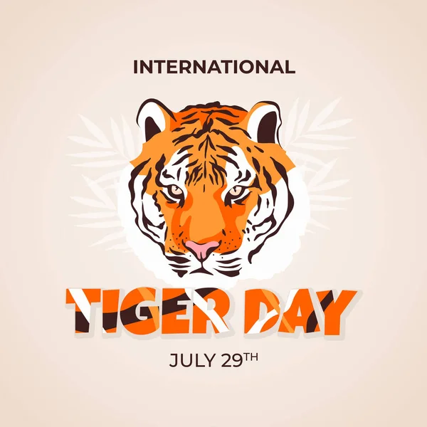 Día Internacional Del Tigre Con Ilustración Cabeza Tigre Sobre Fondo — Vector de stock