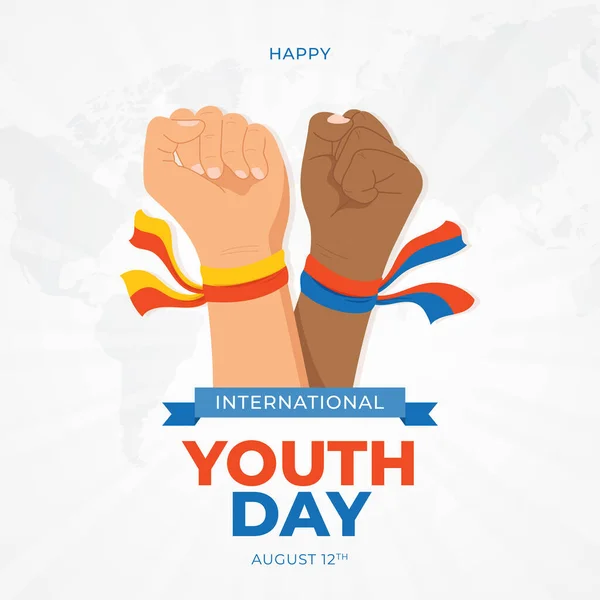 Feliz Día Internacional Juventud Agosto Con Una Ilustración Dos Manos — Archivo Imágenes Vectoriales