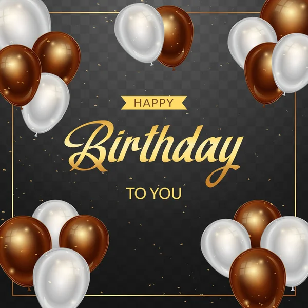 Happy Birthday Banner Design Balloons Confetti Illustration Transparant Background — Stockový vektor