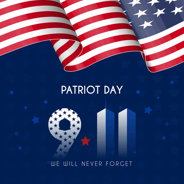 Never Forget September 11Th Usa Patriot Day Square Banner Post — Stockvektor