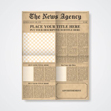 Vertical Vintages Newspaper design on isolated background
