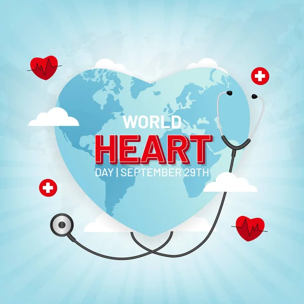 World Heart Day September 29Th Illustration Isolated Background Design — Stok Vektör