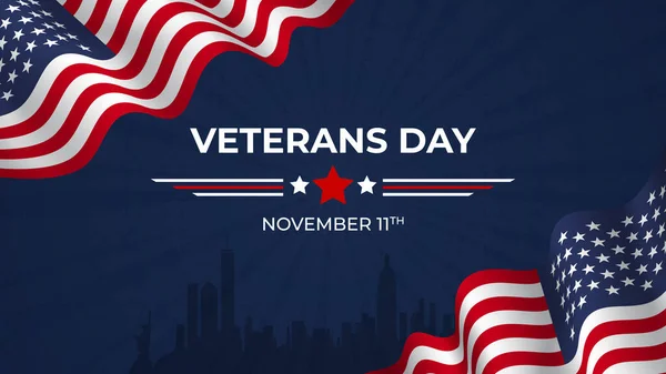 Usa Honoring Veterans Day Nevember 11Th Illustration Banner Background — Stock Vector