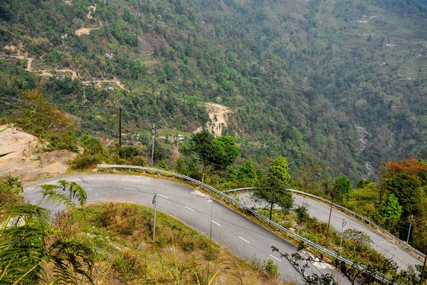 Komplette Kurve Der Nationalstraße 717 Die Durch Lava Kalimpong Indien — Stockfoto