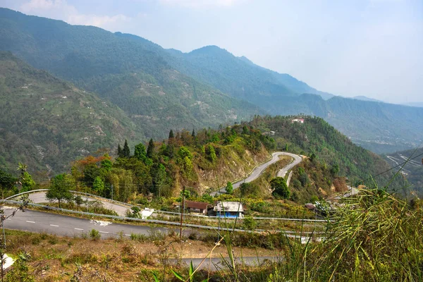 Komplett Turn Väg National Highway 717 Passerar Genom Lava Kalimpong — Stockfoto