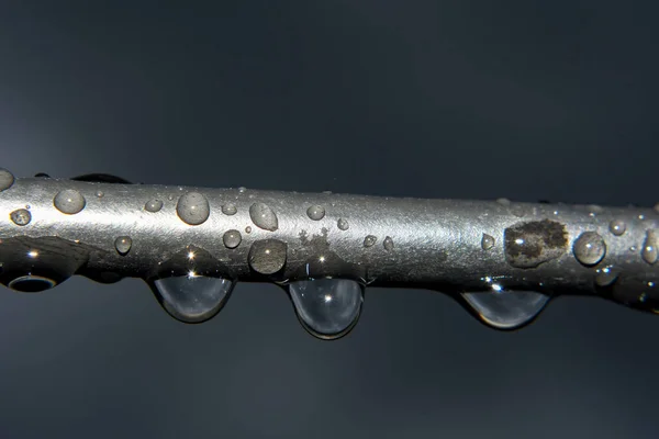 Colgar Gotas Agua Del Cable Eléctrico Día Lluvioso — Foto de Stock