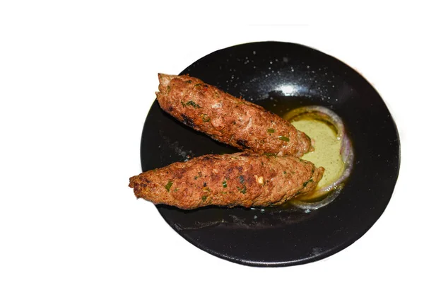 Delhi Slavný Qureshi Kebab Spolu Mátovou Chutney — Stock fotografie