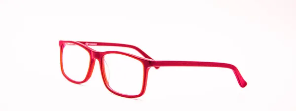 Close Red Eyeglasses White Background — Stock Photo, Image