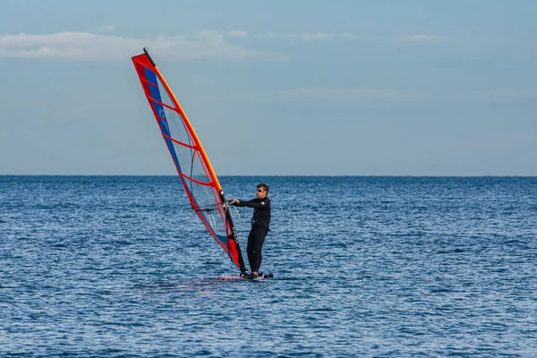 Port Saplaya Spain 2021 Windsurfing Серфінг Спокійному Морі Або Океані — стокове фото