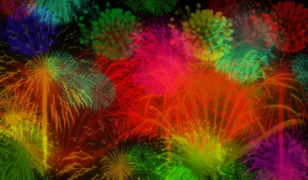 Exhibición Fuegos Artificiales Durante Cielo Oscuro Feliz Año Nuevo 2022 — Foto de Stock