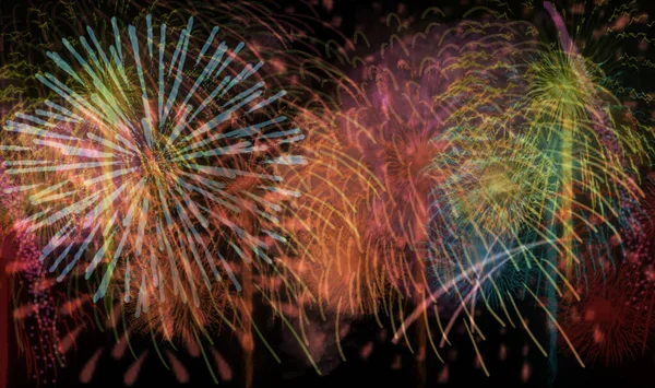 Exibição Fogos Artifício Durante Céu Escuro Feliz Ano Novo 2022 — Fotografia de Stock