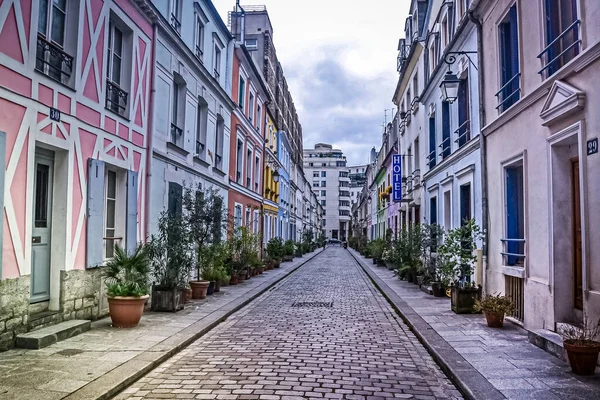 Paryż Francja 2014 Kolorowe Domy Przy Ulicy Rue Cremieux Paryżu — Zdjęcie stockowe