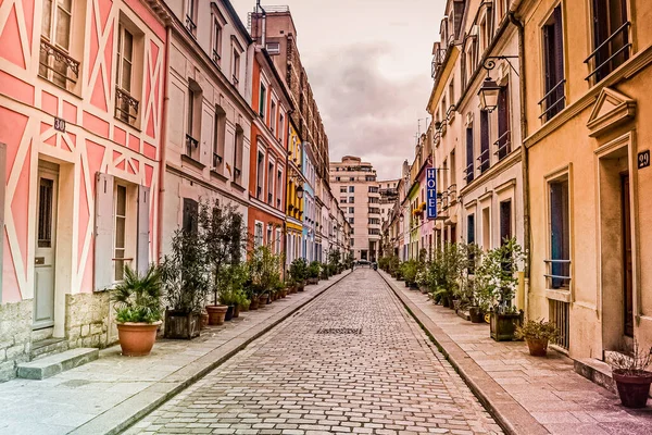 Paryż Francja 2014 Kolorowe Domy Przy Ulicy Rue Cremieux Paryżu — Zdjęcie stockowe