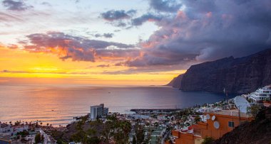 amazing sunset over Los Gigantes Tenerife  Canary Islands  Spain