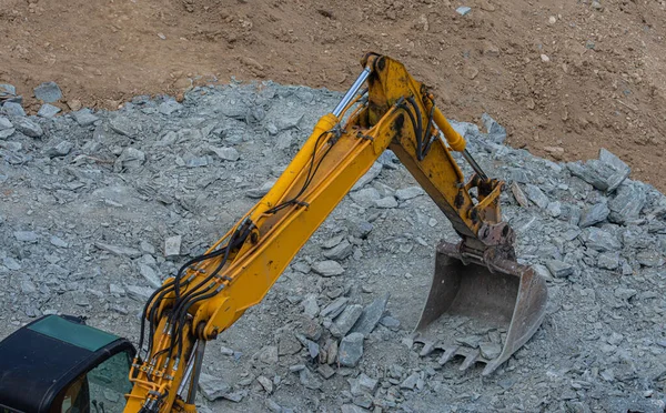 Heavy Road Construction Elevator Machine Excavator Shovel Construction Site — Photo